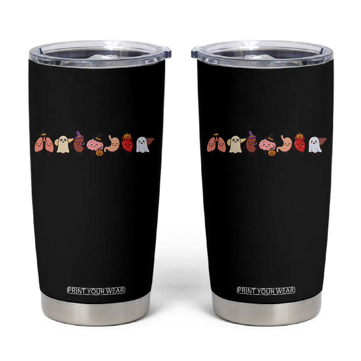 Cute Anatomical Organs in Halloween Costumes Graphic Tumbler Cup Lung Kidney Brain Stomach Heart Liver Spooky Medical Nurse Gift