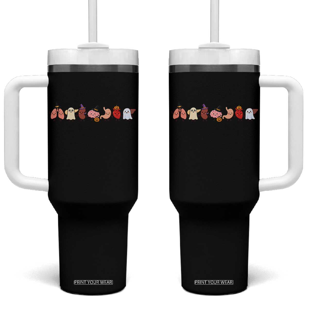 Cute Anatomical Organs in Halloween Costumes Graphic Tumbler With Handle Lung Kidney Brain Stomach Heart Liver Spooky Medical Nurse Gift