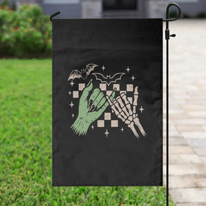 Witch Hand and Skeleton Pinky Promise Graphic Garden Flag Retro Spooky Halloween Gift