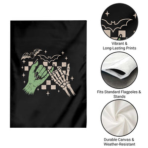 Witch Hand and Skeleton Pinky Promise Graphic Garden Flag Retro Spooky Halloween Gift