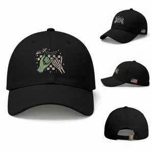 Witch Hand and Skeleton Pinky Promise Graphic Baseball Cap Retro Spooky Halloween Gift
