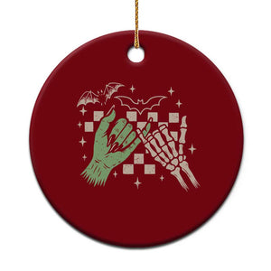 Witch Hand and Skeleton Pinky Promise Graphic Ceramic Ornament Retro Spooky Halloween Gift