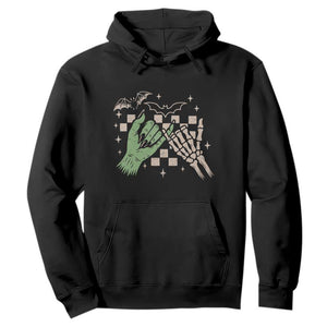 Witch Hand and Skeleton Pinky Promise Graphic Hoodie Retro Spooky Halloween Gift