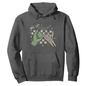 Witch Hand and Skeleton Pinky Promise Graphic Hoodie Retro Spooky Halloween Gift