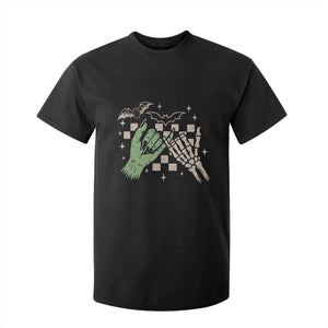 Witch Hand and Skeleton Pinky Promise Graphic T Shirt For Kid Retro Spooky Halloween Gift