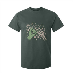 Witch Hand and Skeleton Pinky Promise Graphic T Shirt For Kid Retro Spooky Halloween Gift