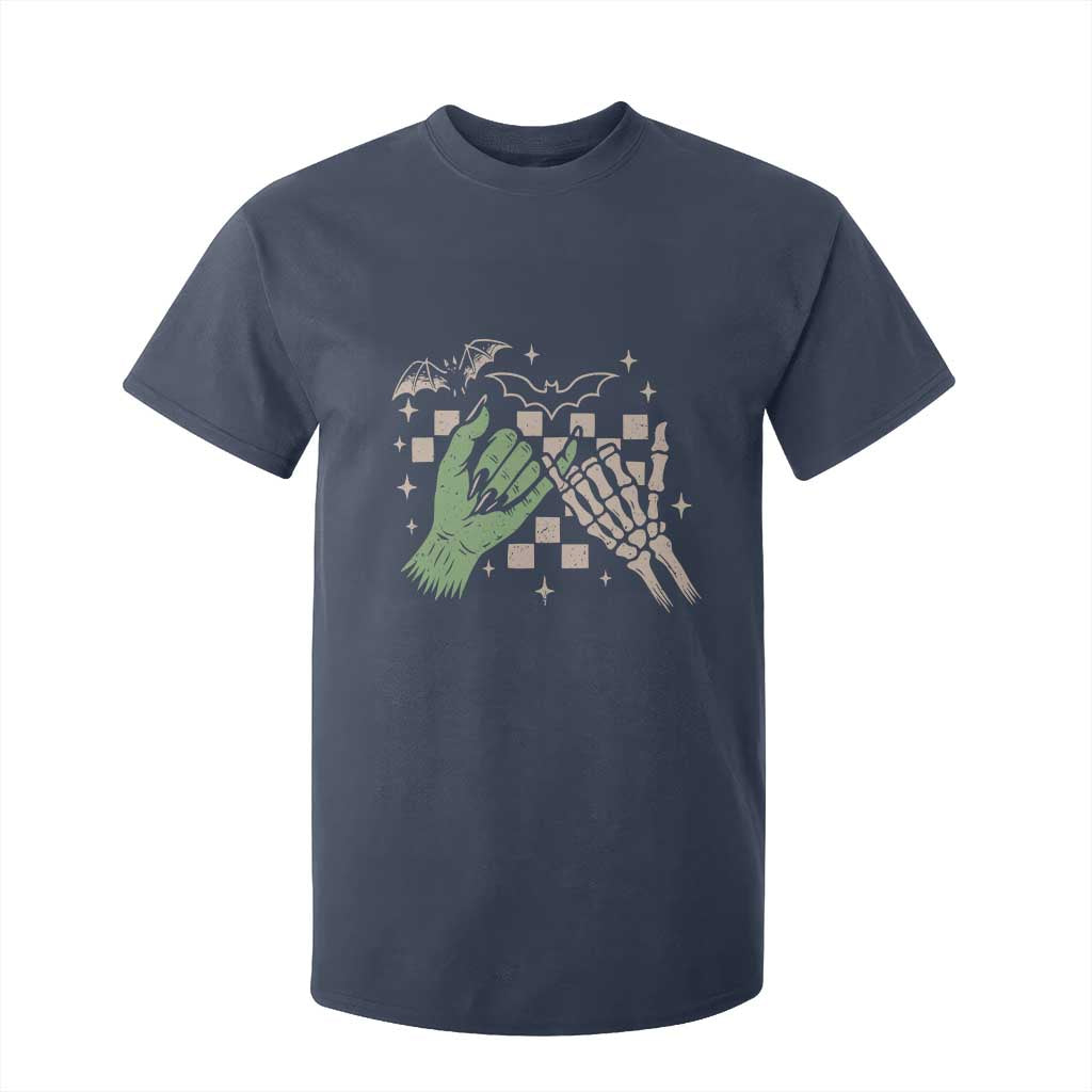 Witch Hand and Skeleton Pinky Promise Graphic T Shirt For Kid Retro Spooky Halloween Gift
