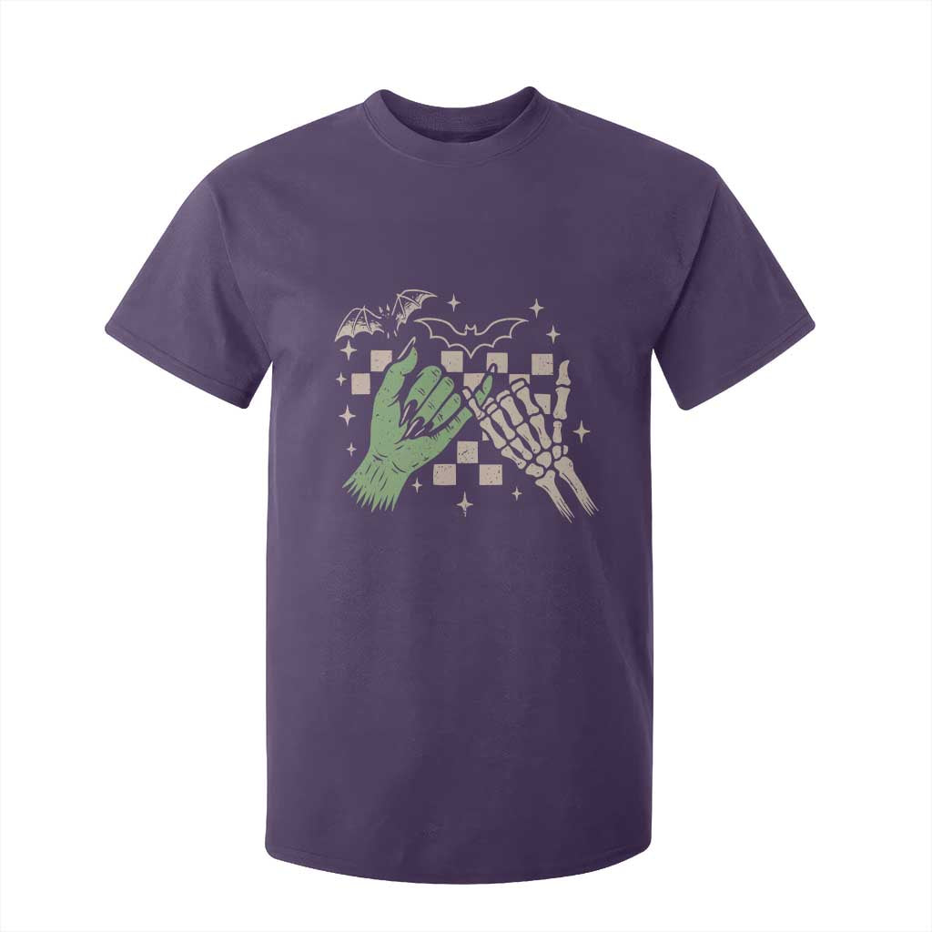 Witch Hand and Skeleton Pinky Promise Graphic T Shirt For Kid Retro Spooky Halloween Gift