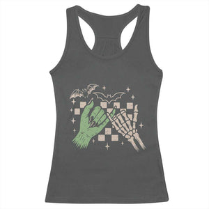 Witch Hand and Skeleton Pinky Promise Graphic Racerback Tank Top Retro Spooky Halloween Gift