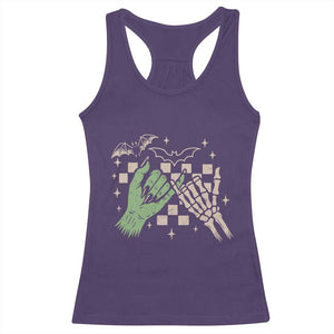 Witch Hand and Skeleton Pinky Promise Graphic Racerback Tank Top Retro Spooky Halloween Gift
