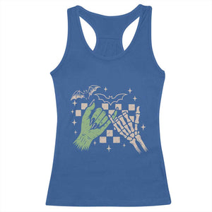 Witch Hand and Skeleton Pinky Promise Graphic Racerback Tank Top Retro Spooky Halloween Gift