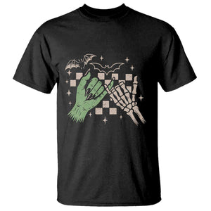 Witch Hand and Skeleton Pinky Promise Graphic T Shirt Retro Spooky Halloween Gift