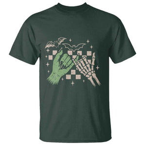 Witch Hand and Skeleton Pinky Promise Graphic T Shirt Retro Spooky Halloween Gift