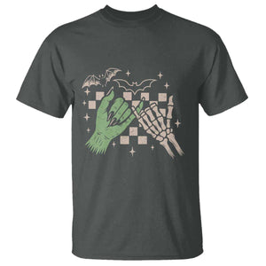 Witch Hand and Skeleton Pinky Promise Graphic T Shirt Retro Spooky Halloween Gift