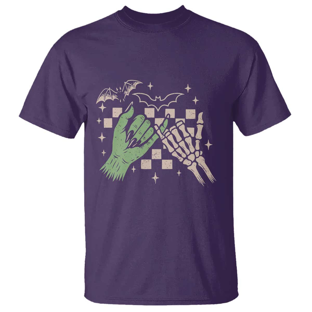Witch Hand and Skeleton Pinky Promise Graphic T Shirt Retro Spooky Halloween Gift
