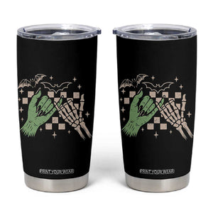 Witch Hand and Skeleton Pinky Promise Graphic Tumbler Cup Retro Spooky Halloween Gift