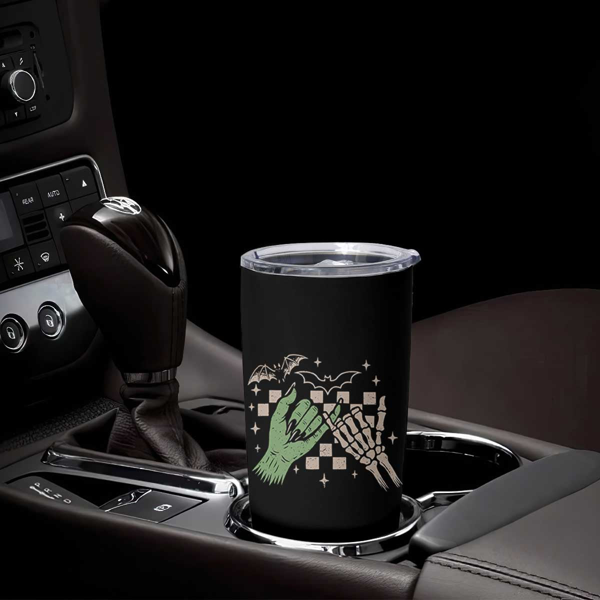 Witch Hand and Skeleton Pinky Promise Graphic Tumbler Cup Retro Spooky Halloween Gift