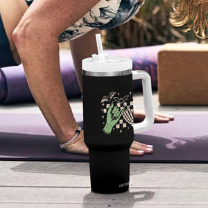 Witch Hand and Skeleton Pinky Promise Graphic Tumbler With Handle Retro Spooky Halloween Gift
