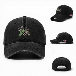 Witch Hand and Skeleton Pinky Promise Graphic Washed Cotton Baseball Cap Retro Spooky Halloween Gift