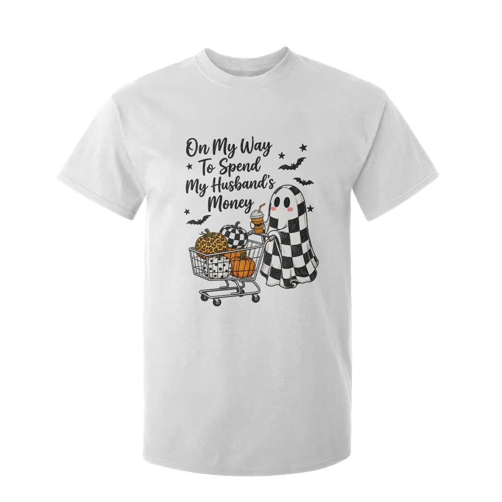 On My Way To Spend My Husbands Money Boo Sheet Graphic T Shirt For Kid Funny Halloween Ghost Gift