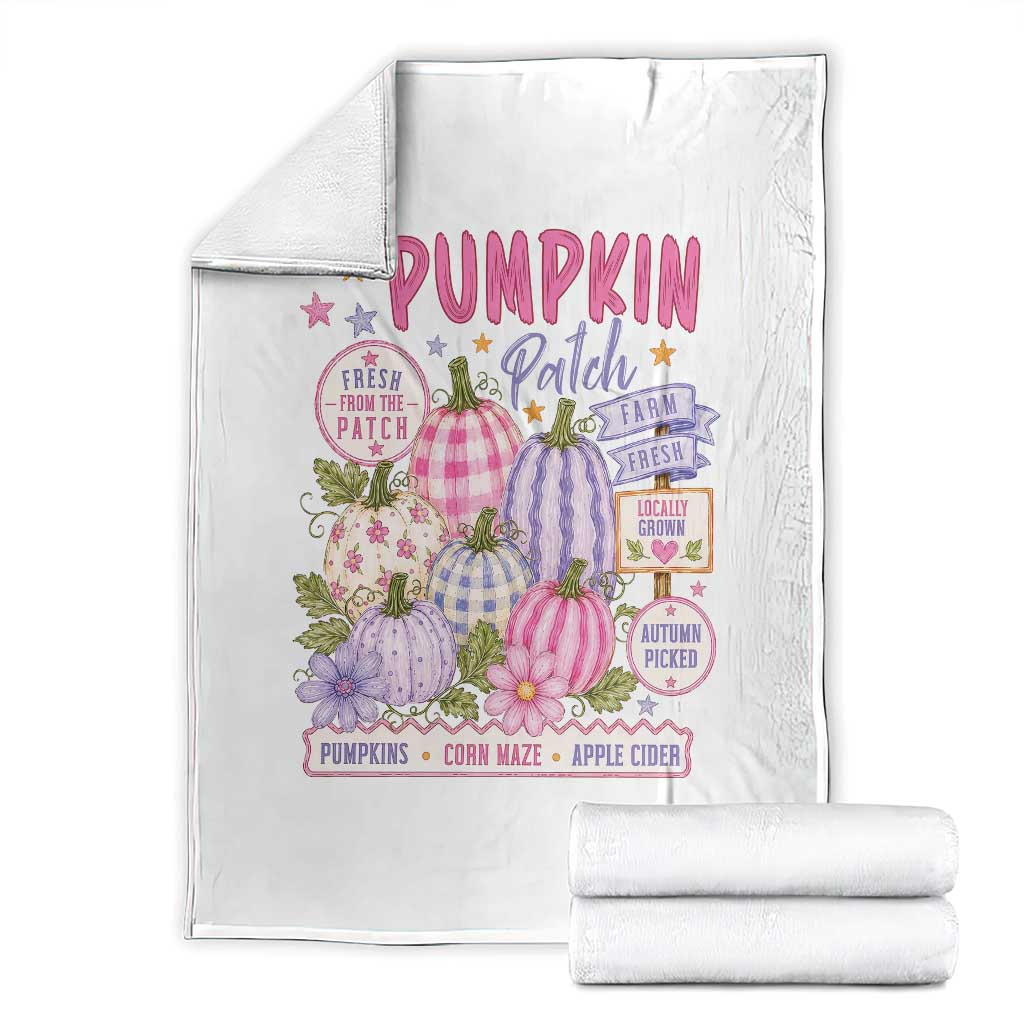 Coquette Cottagecore Pumpkin Patch Farm Fresh Throw Blanket Pastel Autumn Gingham Fall Farmers Market