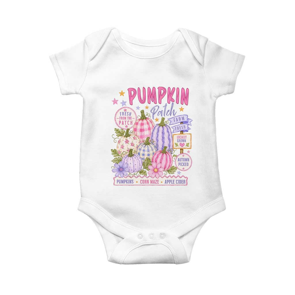 Coquette Cottagecore Pumpkin Patch Farm Fresh Baby Onesie Pastel Autumn Gingham Fall Farmers Market