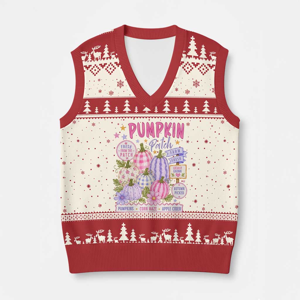 Coquette Cottagecore Pumpkin Patch Farm Fresh V-Neck Knit Sweater Vest Pastel Autumn Gingham Fall Farmers Market