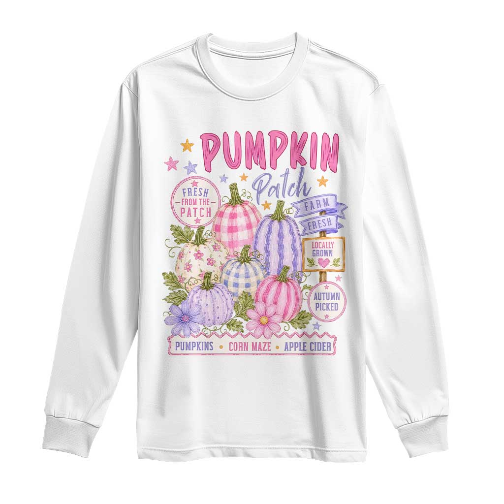 Coquette Cottagecore Pumpkin Patch Farm Fresh Long Sleeve Shirt Pastel Autumn Gingham Fall Farmers Market