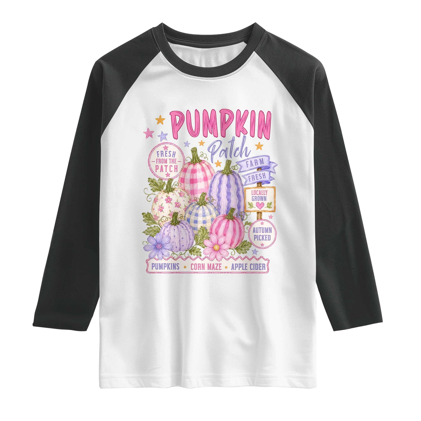 Coquette Cottagecore Pumpkin Patch Farm Fresh Raglan Shirt Pastel Autumn Gingham Fall Farmers Market