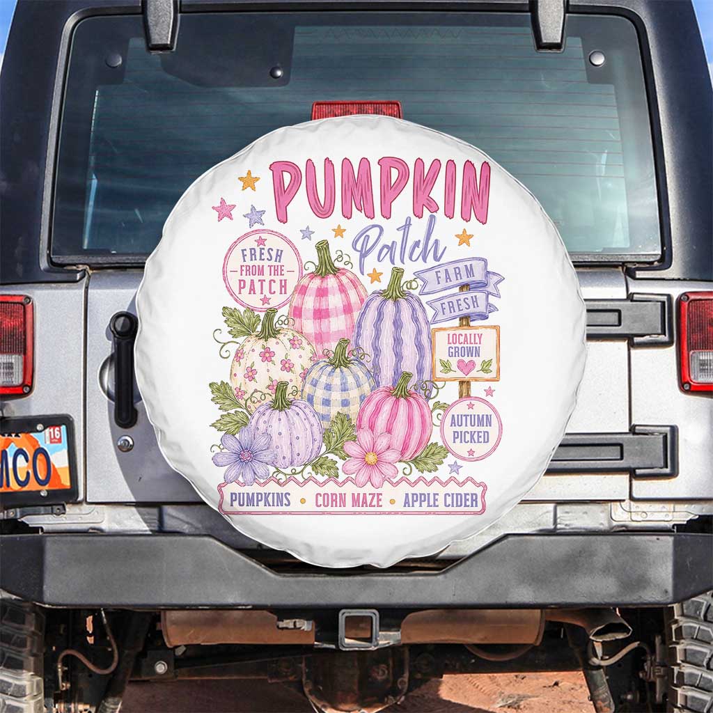 Coquette Cottagecore Pumpkin Patch Farm Fresh Spare Tire Cover Pastel Autumn Gingham Fall Farmers Market