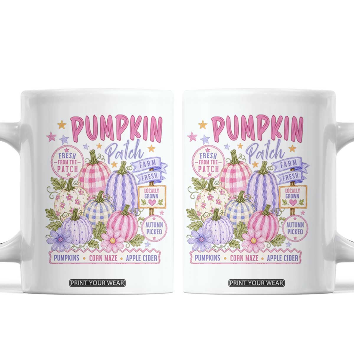 Coquette Cottagecore Pumpkin Patch Farm Fresh Coffee Mug Pastel Autumn Gingham Fall Farmers Market