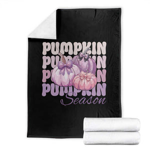 Cute Pumpkins Season with Bows Coquette Autumn Vibes Throw Blanket