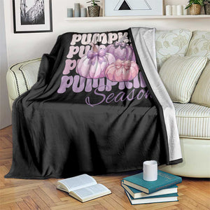 Cute Pumpkins Season with Bows Coquette Autumn Vibes Throw Blanket