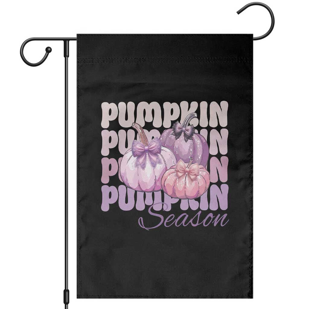 Cute Pumpkins Season with Bows Coquette Autumn Vibes Garden Flag