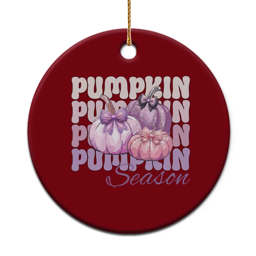 Cute Pumpkins Season with Bows Coquette Autumn Vibes Ceramic Ornament
