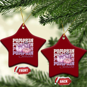 Cute Pumpkins Season with Bows Coquette Autumn Vibes Ceramic Ornament