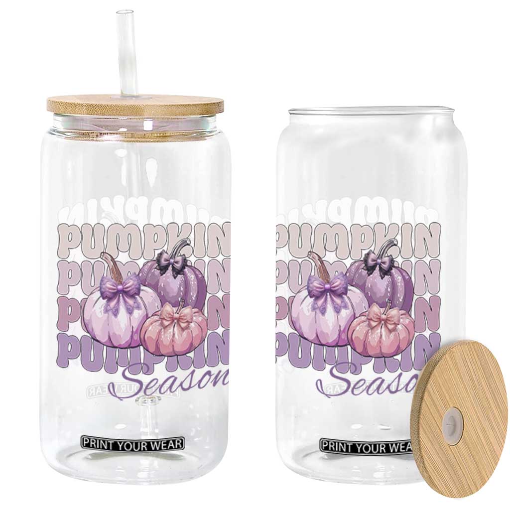 Cute Pumpkins Season with Bows Coquette Autumn Vibes Glass Can