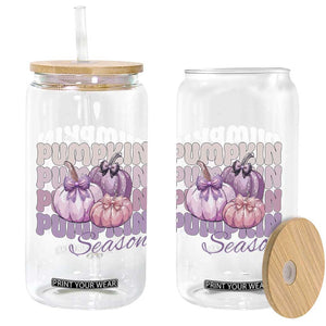 Cute Pumpkins Season with Bows Coquette Autumn Vibes Glass Can