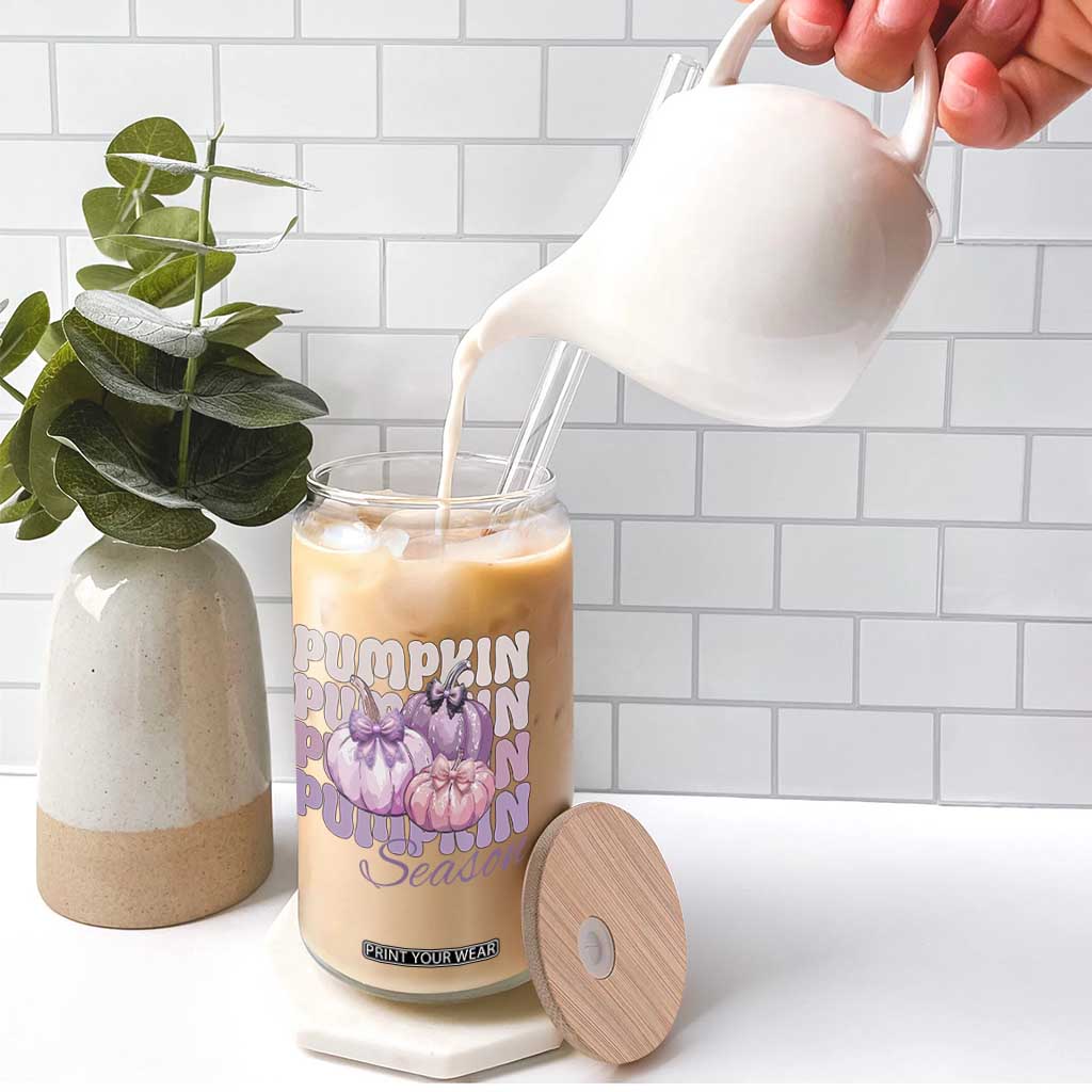 Cute Pumpkins Season with Bows Coquette Autumn Vibes Glass Can