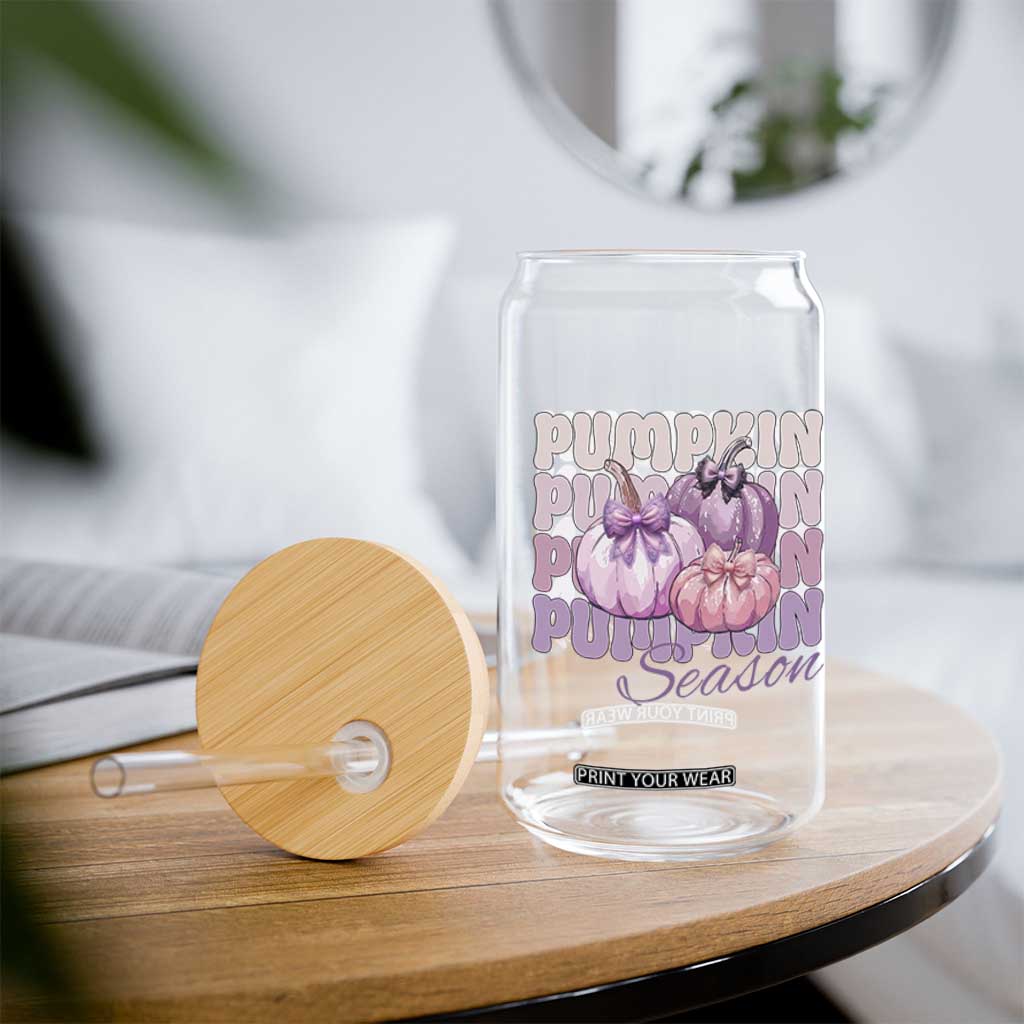 Cute Pumpkins Season with Bows Coquette Autumn Vibes Glass Can