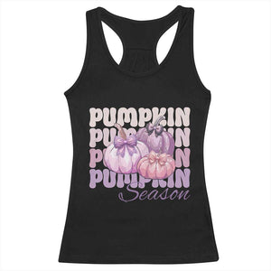 Cute Pumpkins Season with Bows Coquette Autumn Vibes Racerback Tank Top