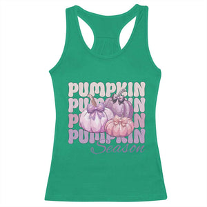 Cute Pumpkins Season with Bows Coquette Autumn Vibes Racerback Tank Top