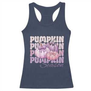Cute Pumpkins Season with Bows Coquette Autumn Vibes Racerback Tank Top