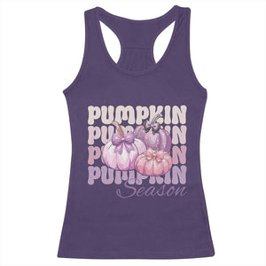 Cute Pumpkins Season with Bows Coquette Autumn Vibes Racerback Tank Top