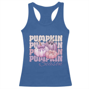 Cute Pumpkins Season with Bows Coquette Autumn Vibes Racerback Tank Top