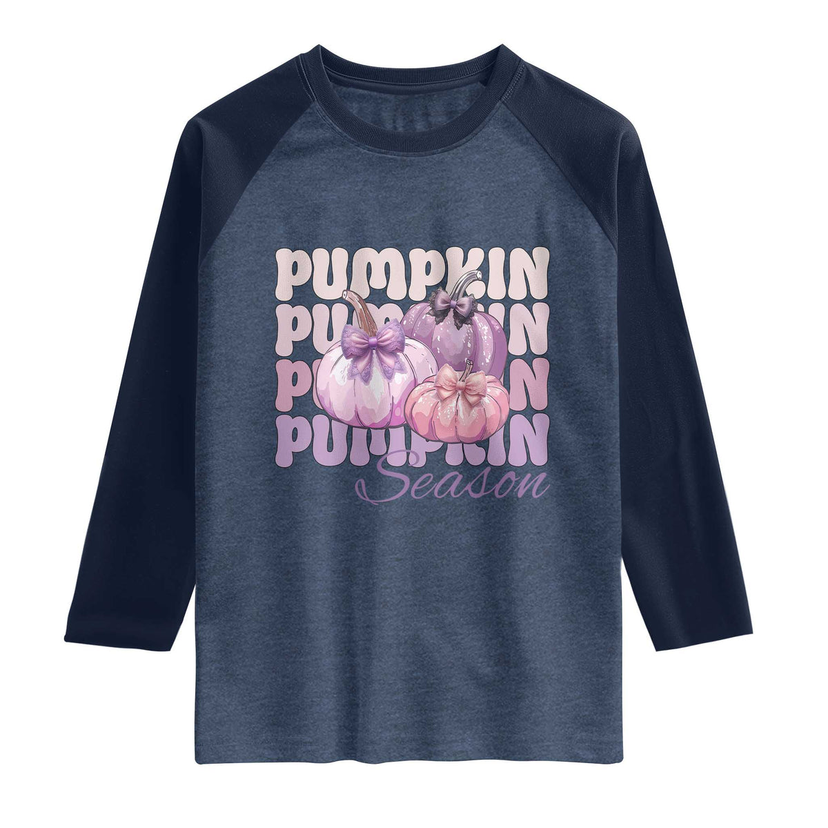 Cute Pumpkins Season with Bows Coquette Autumn Vibes Raglan Shirt