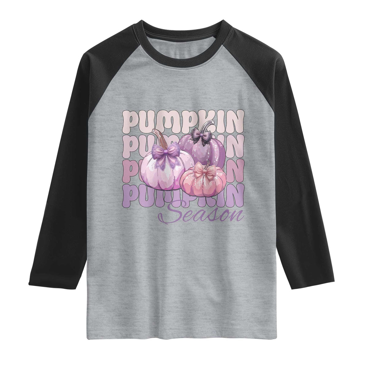 Cute Pumpkins Season with Bows Coquette Autumn Vibes Raglan Shirt