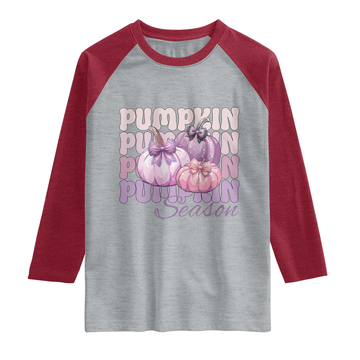Cute Pumpkins Season with Bows Coquette Autumn Vibes Raglan Shirt