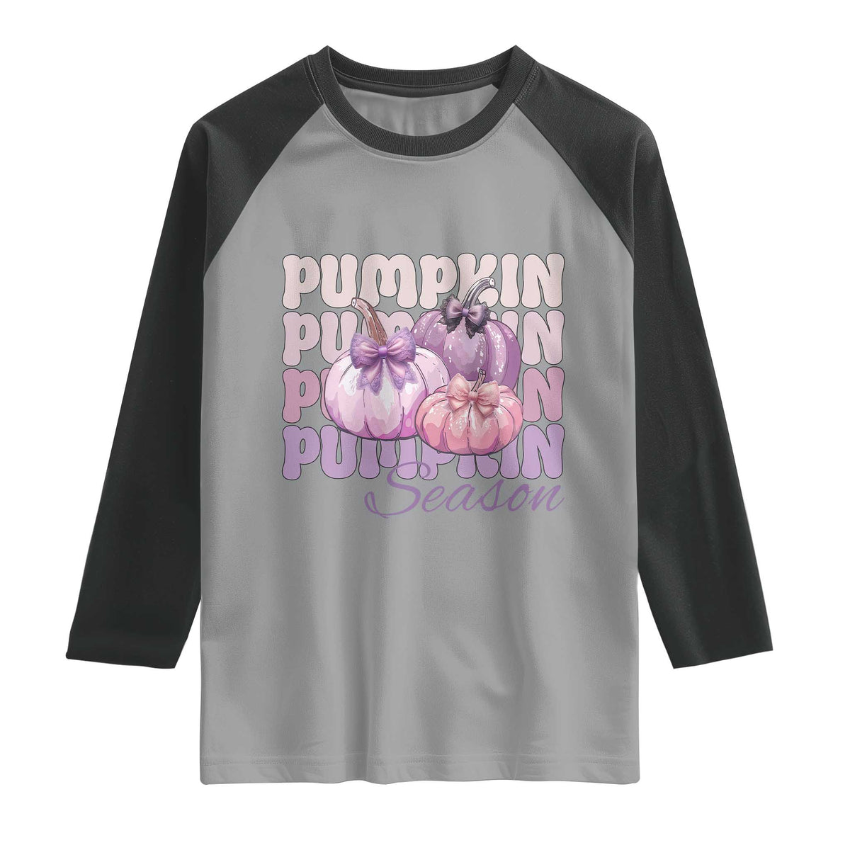 Cute Pumpkins Season with Bows Coquette Autumn Vibes Raglan Shirt