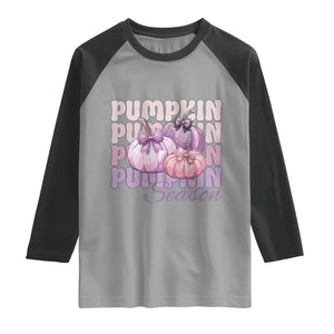 Cute Pumpkins Season with Bows Coquette Autumn Vibes Raglan Shirt